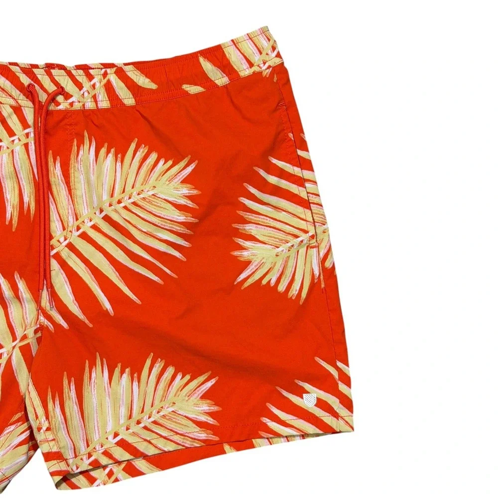 Brixton Tropical Palm Print Swim Board Shorts Orange 5
